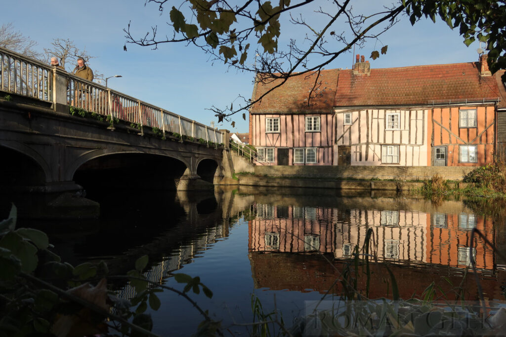 Cottages view, North Bridge, Colchester