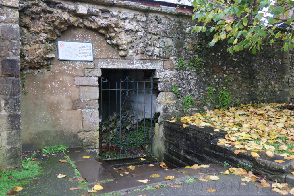 Remains of the Roman Wall in an Alcove behind the Bishop on the Bridge Pub at Winchester