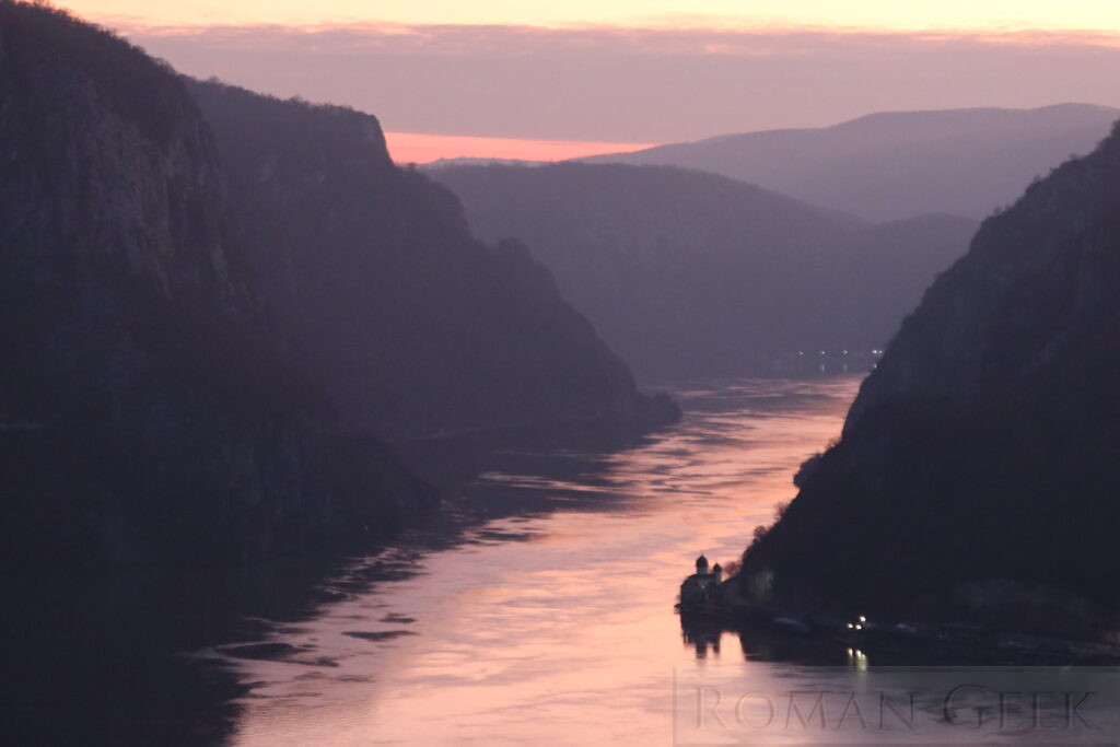 The Iron Gates is a series of Gorges on the Danube between Serbia and Roumania.