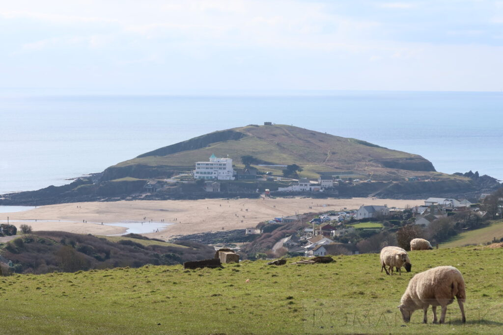 Burgh Island is a tidal island opposite Bigbury-on-Sea in Devon. It was possibly Ictis or Mictis mentioned in the Ancient Tin Trade in Britannia.