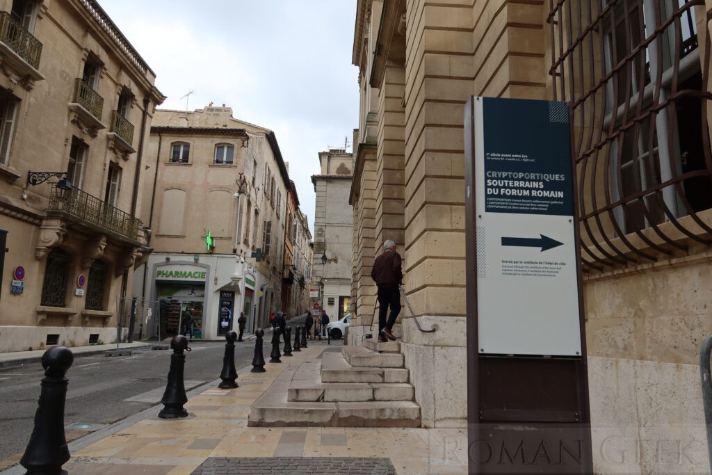 The entrance to the Cryptoporticus in the Hotel de Ville, Arles